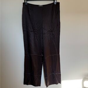 VTG 100% Silk Calvin Klein Brown Pants sz 12 with Size Zipper